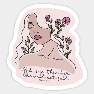 Chrsitian Quote God is Within Her She will not Fall Sticker